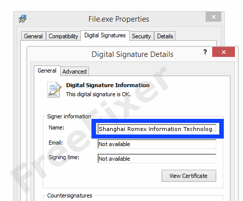 Screenshot of the Shanghai Romex Information Technology Co.,Ltd. certificate